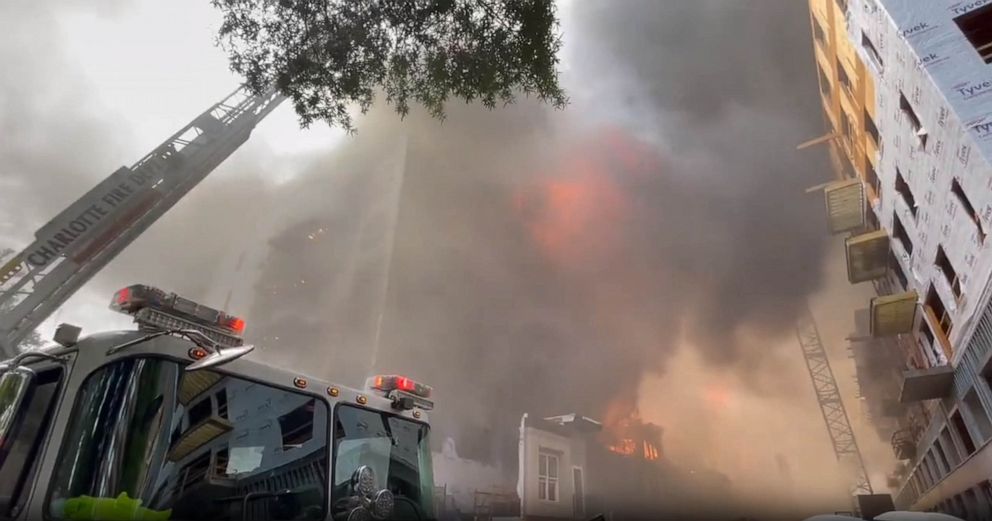 Two construction workers missing after massive fire at Charlotte site