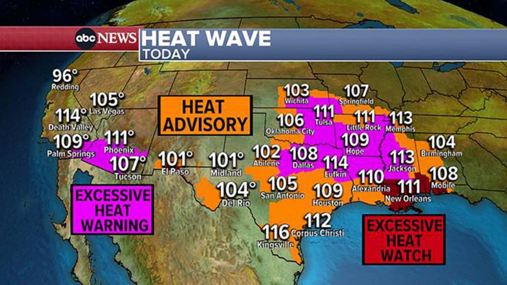 New heat wave in the South and West has 13 states under alerts