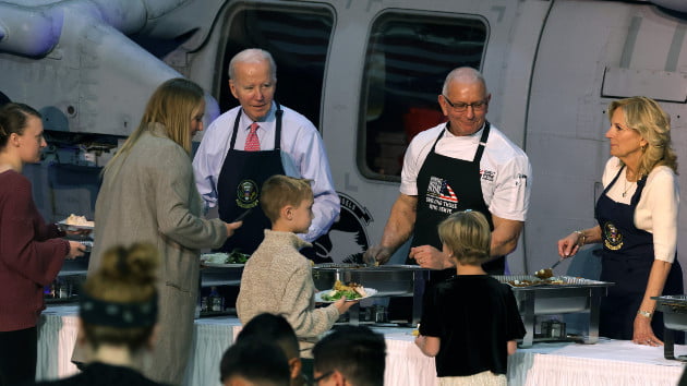 Biden and Trump separately spend time with service members ahead of Thanksgiving
