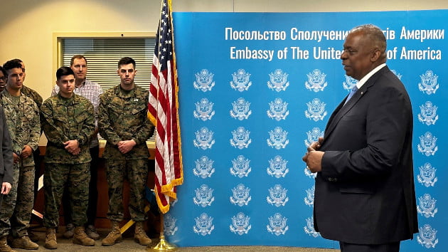 Defense Secretary Austin makes unannounced visit to Kyiv for high-level talks on US support