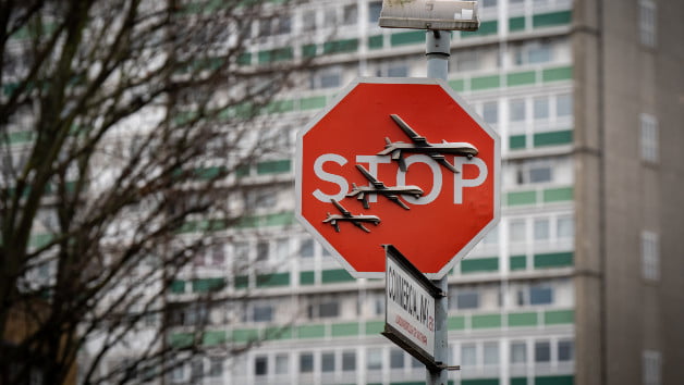 Suspect arrested in alleged theft of Banksy stop sign in London