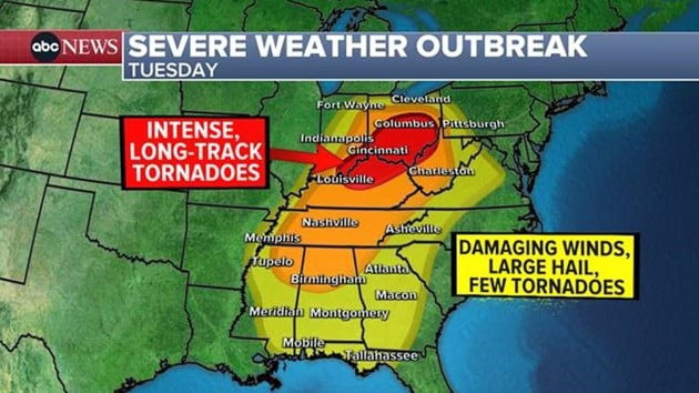 Tornado threat targets Ohio Valley as severe storms barrel through the region